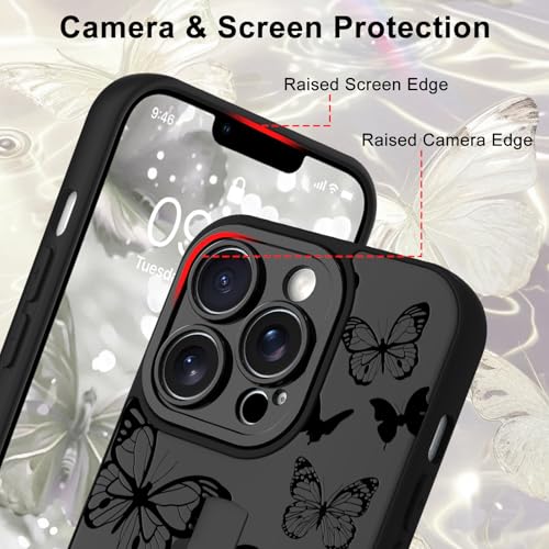 Image of for iPhone 12 Pro Max Case with Finger Strap Holder, Cute Cool Butterfly Print Pattern Design for Women Men, Shockproof Anti Scratch Hand Kickstand Protective Cover, Gray