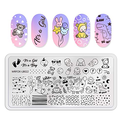 Mr. Fox Nail Board Set Fruit Strawberry Alphabet Pacifist Balloon Birthday Motif Cartoon Art DIY hot Print Template