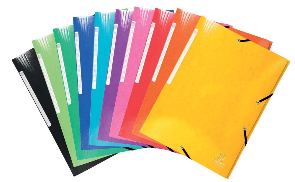 Exacompta 3 Flap Folder 55829E A4 Assorted Glossy Card 24 X 32 Cm Pack Of 25