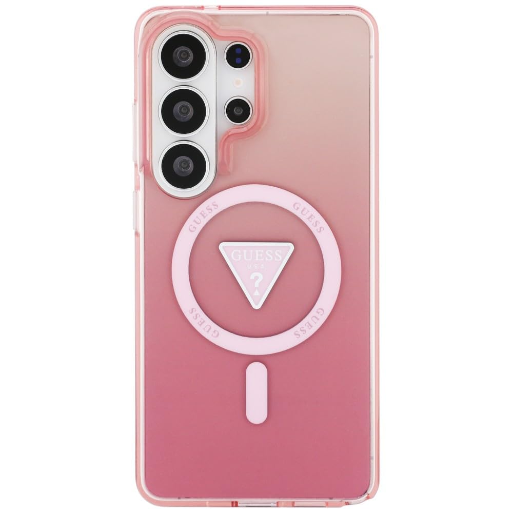 CG MOBILE Guess IML Gradient Triangle Compatible avec MagSafe Coque pour Samsung Galaxy S26 Ultra (rose)