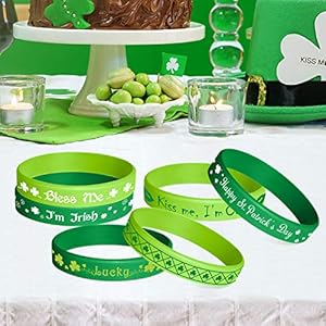 TUPARKA St. Patrick's Day Rubber Wristbands Silicone Shamrock Irish Wristband Bracelet for Party Favors Kids School Gifts Supplies, 36 Pcs 6 Styles TUPARKA St Patricks Day Rubber Wristbands Silicone Shamrock Irish Wristband Bracelet for Party Favors Kids School Gifts Supplies 36 Pcs 6 Styles