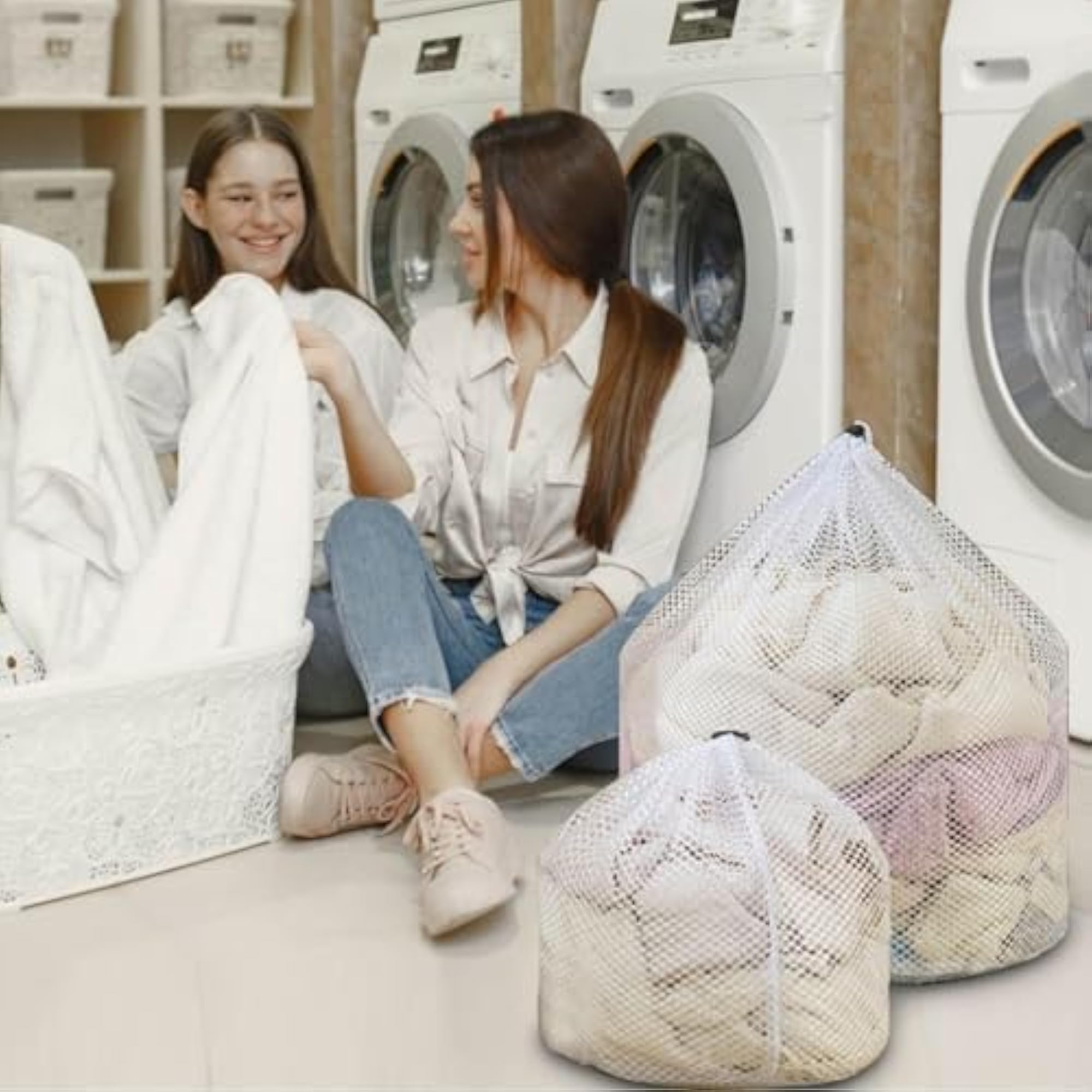 Durable Mesh Laundry Bag with Drawstring Closure