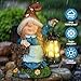 FLJZCZM Solar Large Gnome Garden Statue with Welcome Sign Outdoor Decor with LED Lantern Funy for Porch Yard Patio Lawn Ornament Christmas Housewarming Gardening Gift