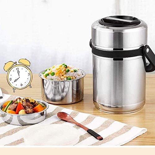 Lonchera térmica de 3 niveles, a prueba de fugas, sin BPA, acero inoxidable, mantiene la comida caliente durante 6 horas, ideal para comidas calientes sobre la marcha