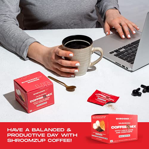 Shroomzup Mushroom Coffee Instant (15 Pack) - Lion's Mane And Cordyceps - Superfood Coffee For Keto, Vegan, Paleo - Arabica And Robusta Instant Coffee Packets Ground Powder Brain Focus, Productivity #TOP6