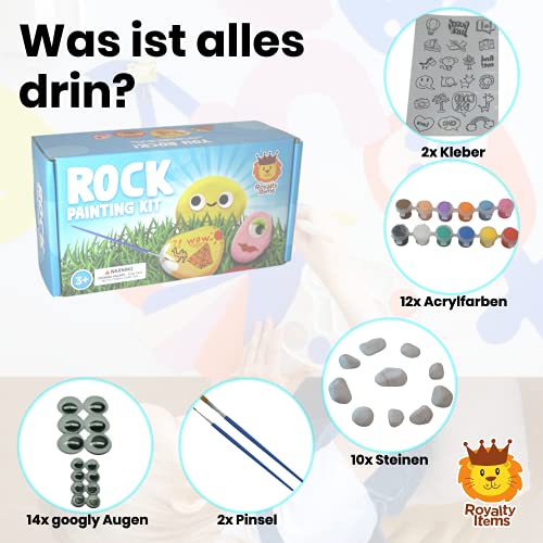Stenen-Schilderen-Set-I-Rock-Painting-Kit-I-Happy-Stones-I-Knutselen-Voor-Kinderen-I-Acrylverf-Set-Met-10-Stenen-I-Cadeau-Voor-Peuters-Kinderen-Volwassenen-I-Schilderen-I-Kwasten-Verf-Stenen