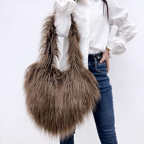 Women Tote Bags Faux Furs Cute Plush Heart Shape Crossbody Bag Shoulder Bag Furry Purse Handbag Oversized Messenger Cute Plus3