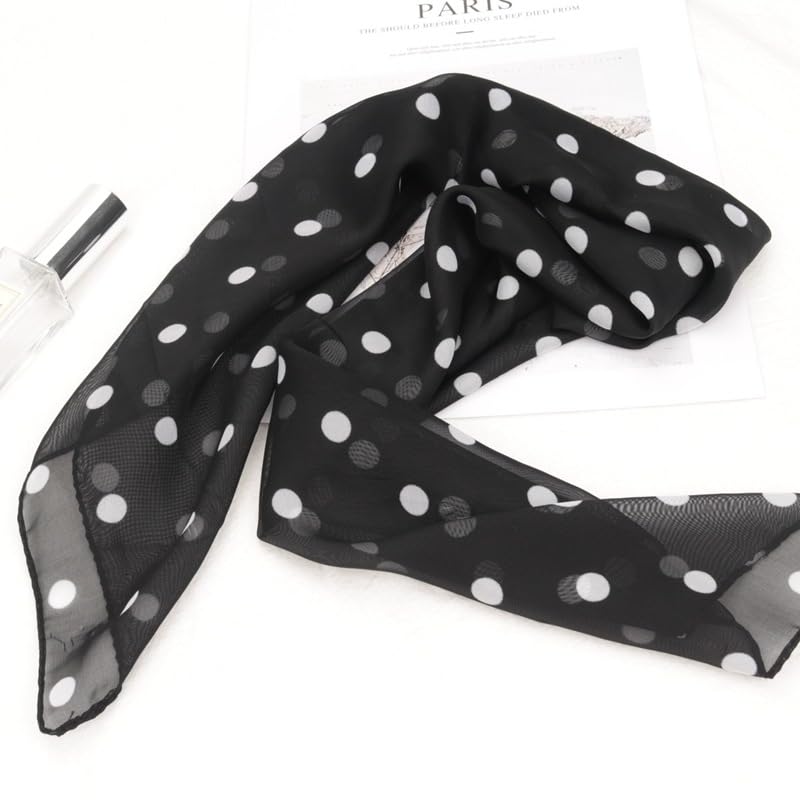 Polka Dot Chiffon Square Scarf for Women - Lightweight Neck Scarf, Head Wrap, Kerchief & 50s Costume Accessory2