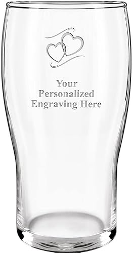 Hearts Personalized Beer Glasses, 19.3 oz Laser Engraved Custom Love Beer Glass Gift, Engraving Included