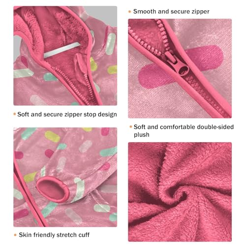 OTVEE Valentine Pink Donut Glaze Kids Hoodie Jacket Fall Spring Full Zip Warm Outwear Coat3