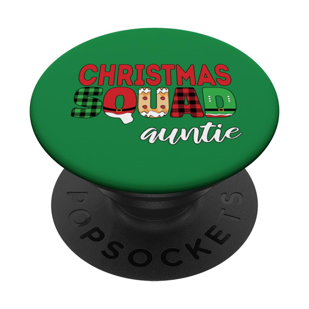 Christmas Squad Auntie - Merry Xmas Santa Holiday Squad PopSockets Swappable PopGrip, Black