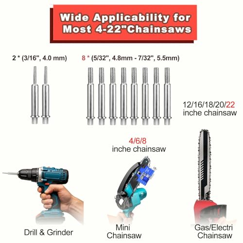Image of Universal Chainsaw Sharpener Jig Kit, Portable Chain Saw Sharpener Tool with 10 Sharpening Steels, Hand Crank Chain Saw Blade Sharpener, Chainsaw Accessories for 4 inch- 22 inch Electric Saw Chain