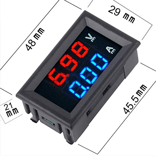Eiechip Led Digital Voltmeter Ammeter, Mini Dc Digital Multimeter 100V 10A, Blue Red Led Amp Dual Digital Display Volt Meter Gauge, Car Current Monitor Tester 0.28" #TOP4