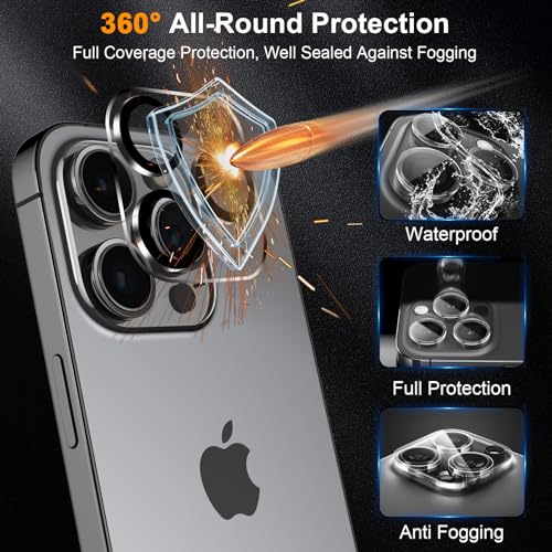 SIBEITU 3 Pack Screen Protector for iPhone 12 Pro with 3 Pack Camera Lens Tempered Glass Protector, 6.1 Inch HD Clear 9H Glass Film Hardness, Scratch Resistent, No Air Bubbles