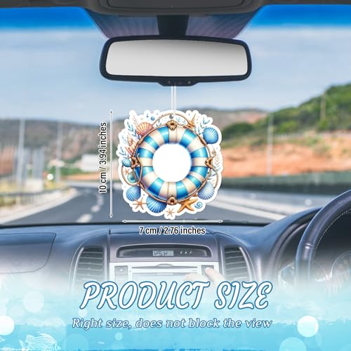 Image of 24 Pcs Nautical Car Air Freshener Bulk Cruise Ship Drift Air Freshener for Auto or Home Hanging Scented Decor Summer Holiday Gifts Bathroom, Ice, Mint, New Car Smell, Individually Wrapped