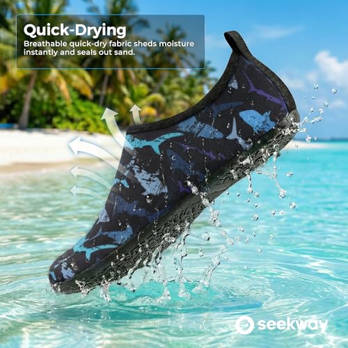 Image of SEEKWAY Water Shoes Women Men Adult Quick-Dry Aqua Socks Barefoot Non Slip for Beach Swim River Pool Lake surf Black SK002(U)
