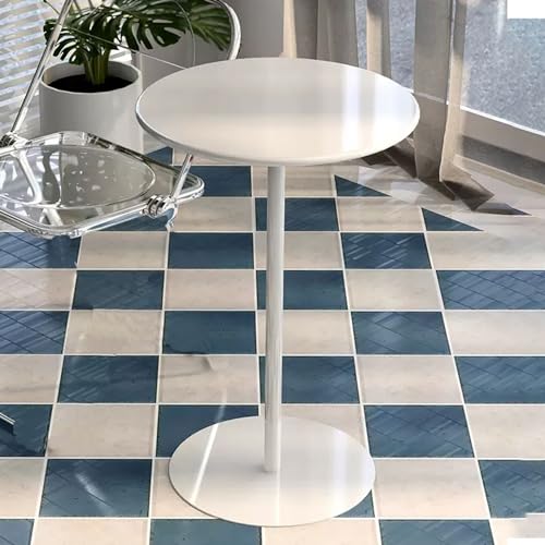 SXZenSpace Mesa de Bar Redonda Tipo bistró para Cocina, Escritorio Auxiliar de Metal Blanco para Comedor o cafetería, Ideal para Espacios pequeños, 40,5 cm x 48 cm x 70 cm | Laterales de hier
