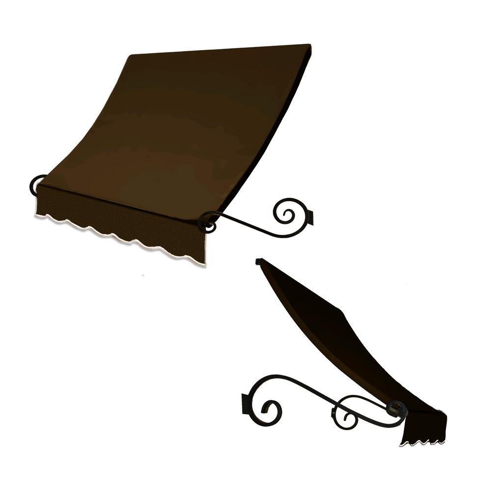 10.38 FT. Charleston Fixed Awning 124.5 in. W X 24 in. H X 24 in. D Acrylic Fabric in Brown by Awntech – Model CT22-10BR
