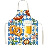 Mihauuke Delantal De Cocina | Tema Oktoberfest - Atadura Ajustable En Cintura Resistente A Manchas Tejido Con Cuadros Transpirable Para Cocinar Cerámica Pintura Hornear Actividades