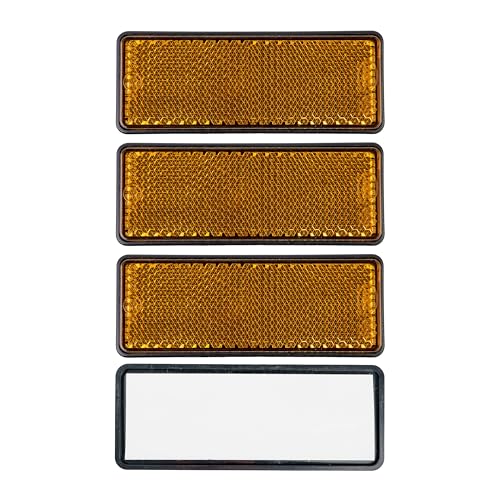 Reflectores rectangulares para pegar, paquete de 4, naranja, dimensiones 88 x 35 x 9 mm, E-mark, reflectores rectangulares para remolques, autocaravanas, ojo de gato izquierda derecha