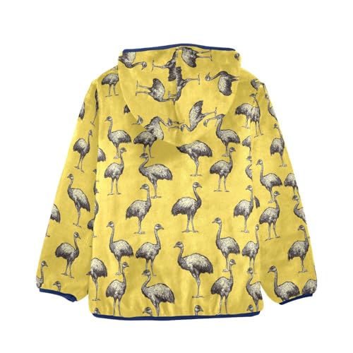 Ostriches Toddler Fleece Jacket Baby Boys Hooded Zipper Long Sleeve Thick Warm Outerwear 3-10 Years2