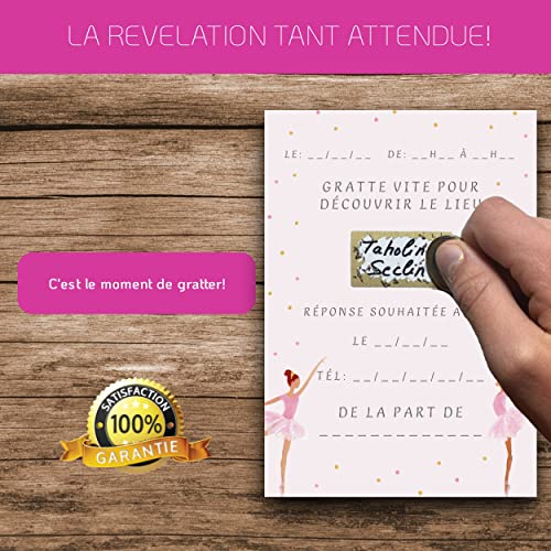 RXLITE NOUVEAUTE KIT CREATIF DE 10 CARTES D'INVITATION ANNIVERSAIRE A GRATTER THEME DANSEUSE EN FRANCAIS: 10 CARTONS, 10… - Image 6
