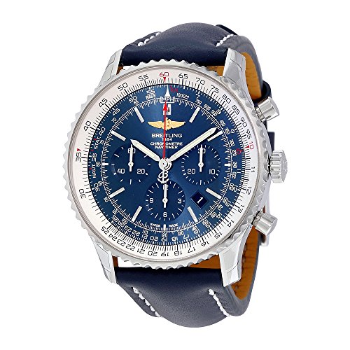 Breitling Navitimer 01 Chronograph Automatic Blue Dial Blue Leather Mens Watch AB012721-C889BLLT