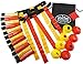 Matty's Toy Stop Deluxe 14-Man Flag Football Set with 7 Yellow Belts, 7 Red Belts, 4 Yellow Cones, 4 Red Cones, 1 Red Beanbag Flag & Storage Bag