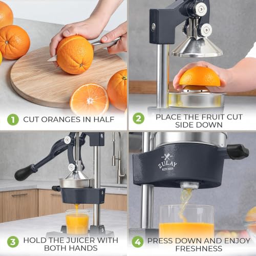 Image of Zulay Kitchen Cast Iron Juicer - Heavy Duty Manual Juicer with Detachable Strainers for Easy Cleaning, Orange Juice Press for Citrus Fruits, Perfect for Bartenders, Juice Lovers & Health Enthusiasts