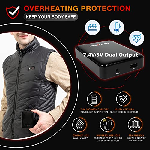 DUKUSEEK Lightweight Heated Vest, Men Rechargeable Heating Vest w/ 7.4V Battery and Hand Warmer for Hiking Camping3