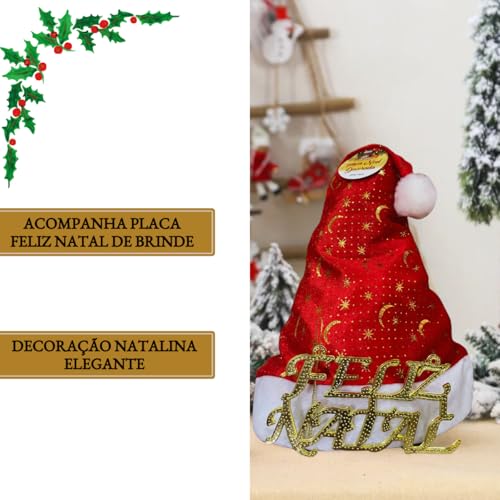 Quero & Preciso, Gorro Do Papai Noel e Enfeite Feliz Natal Cetim Luxo