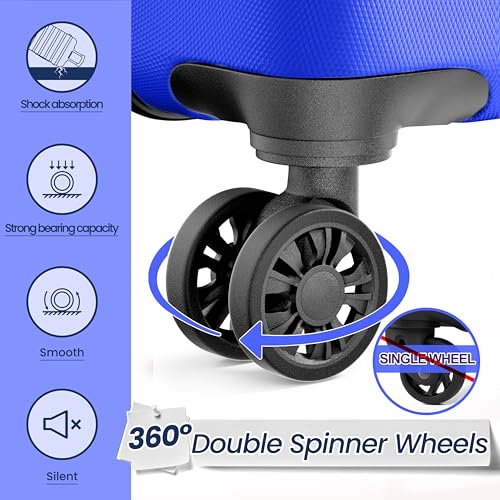 Image of AnyZip Luggage PC ABS Hardside Lightweight Suitcase with 4 Universal Wheels TSA Lock 20 24 28 Inch, Blue, 3 piece set (20 /24 /28), Fashion