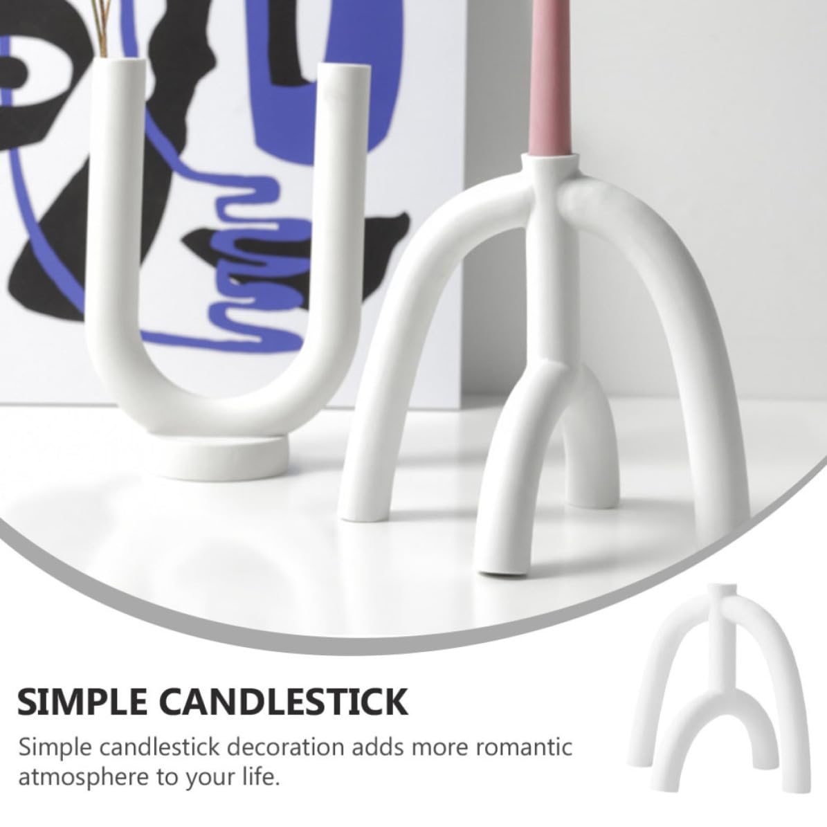 VILLCASE Kerzenständer aus Keramik Weiß Schlichte Geometrische Form für Tischdekoration und Hochzeitsdekoration Candlestick Holder Kerzenhalter Dekoration für Partys