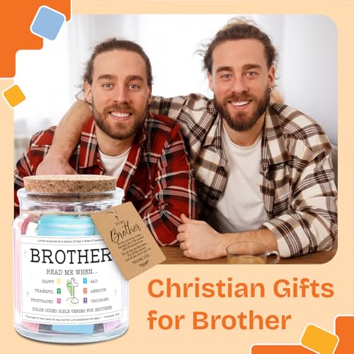 Image of NewEleven Fathers Day Gift For Brothers - Brother Christian Birthday Gift For Little, Adult Bro, Sibling - Meaningful Gifts For Brothers From Sister, Family - Bible Verse Jar