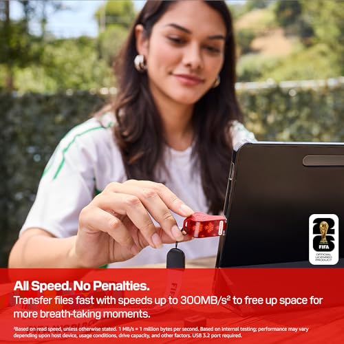 Image of SANDISK 128GB USB-C Flash Drive, FIFA World Cup 2026 Edition - Up to 300MB /s Transfer speeds, USB 3.2 Gen 1, USB Type-C - Red, Canada - SDCZIA-128G-G46R