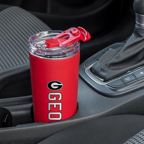 Image of Rico Industries NCAA Georgia Bulldogs Red 24oz Stainless Steel Tumbler with Lid and Dual Functioning Lid