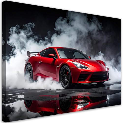 Voiture de sport rouge impression sur toile 40x60 cm sans cadre BOSKMS