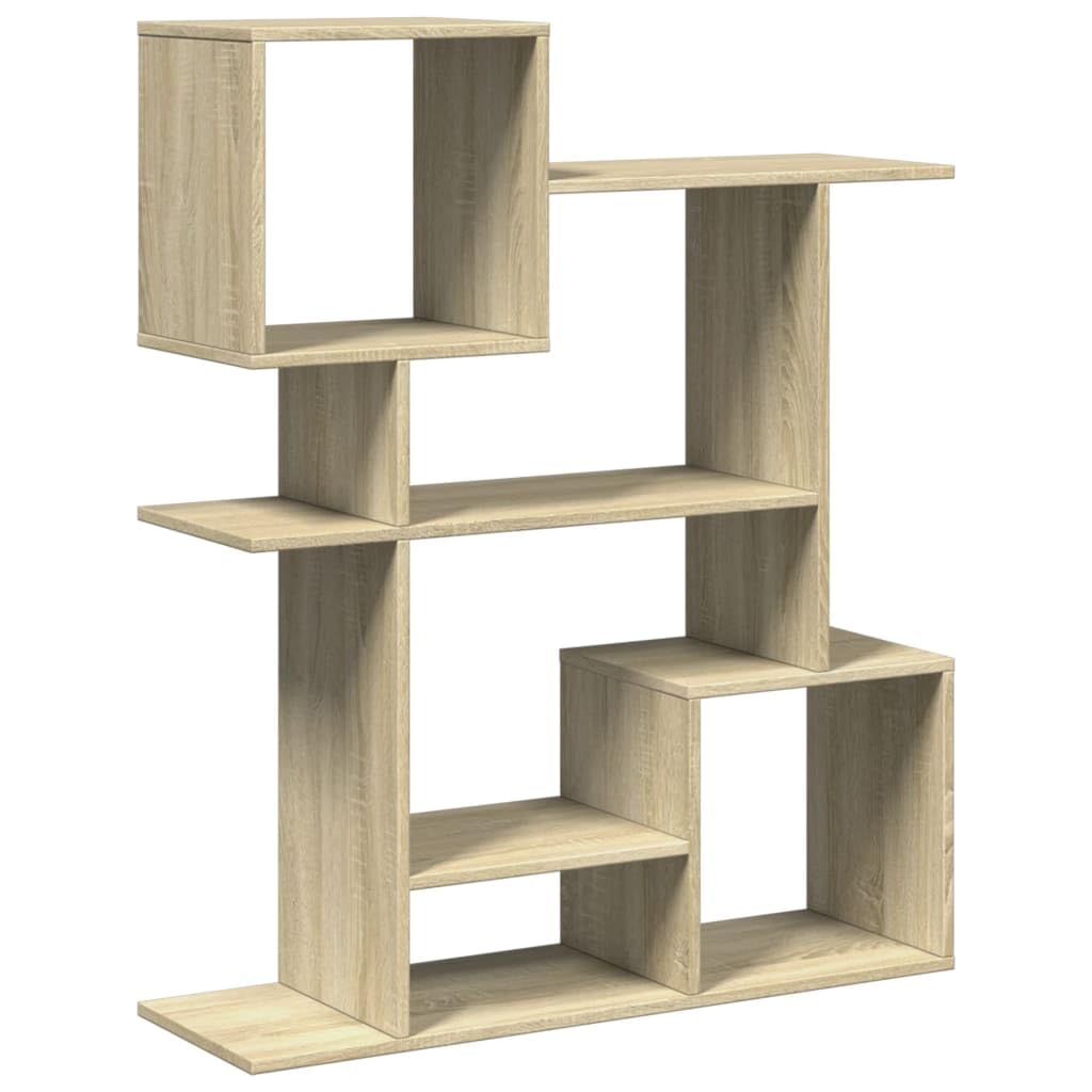 Regał na książki dąb Sonoma 92 x 29 x 112 cm, materiał drewnopochodny, 5 przegródek, uniwersalny organizer Cube do salonu, biura i sypialni