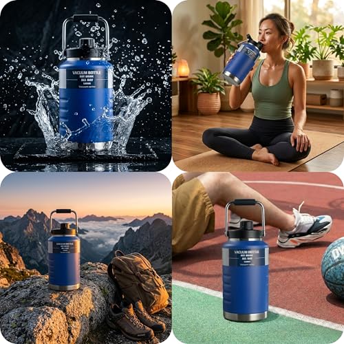 Image of Thermosteel Water Jug Insulated Tumbler with Magnet Lid 2100ml, Water from Bottle for Travel, Home, Office, School, Gym, Hotel and Dhaba 12+ Hours Hot and 18+ Hours Cold (Blue - 2.1L)