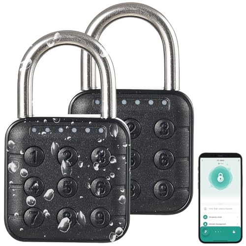 Xcase IP65 Vorhängeschloss: 2er-Set Metall-Vorhängeschlösser, Zahlencode, App, Bluetooth 5, IP67 (Vorhängeschloss elektronisch, Smart-Home, Lock)