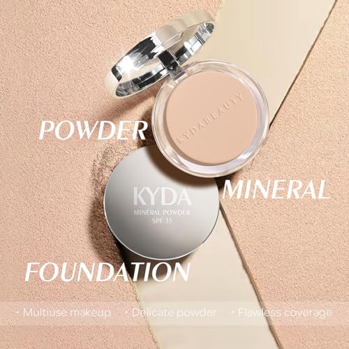 KYDA Mineral Powder SPF 35, 4-in-1 Pressed Mineral Powder, Matte Setting Powder with Concealer and Foundation, Lightweight Flawless Coverage, Skin Care Formula, Medium - Image 5