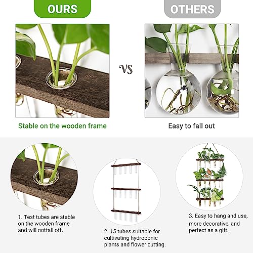 image for Mkono Plant Propagation Tubes, 3 Tiered Wall Hanging Terrarium with Wo