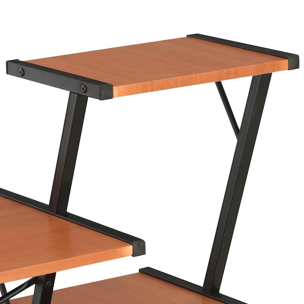 Scrivania con mensola nera e marrone, 116 x 50 x 93 cm, moderna scrivania per computer, tavolo da lavoro per PC portatile, con spazio di archiviazione, ergonomica, per ufficio, casa, studio