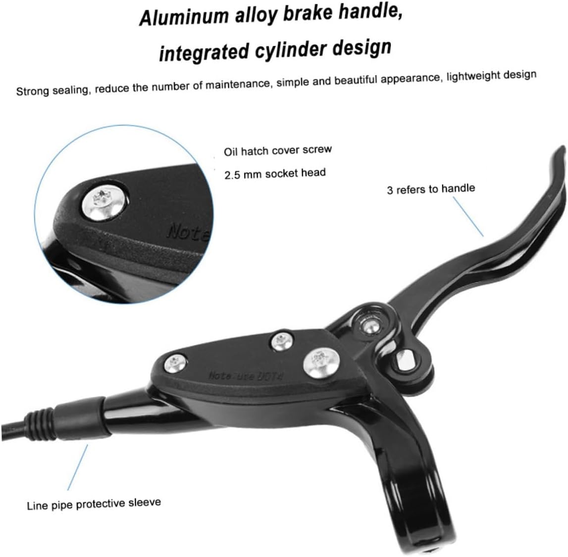 YARNOW 1Set Mountain Bike Hydraulic Brake Disc Set Disc Lever Accessories Durable Heat Resistant Easy Installation for Enhanced