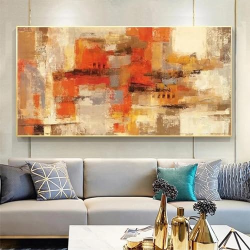 Peinture abstraite moderne blanche toile salon 60x100 cm grand tableau deco