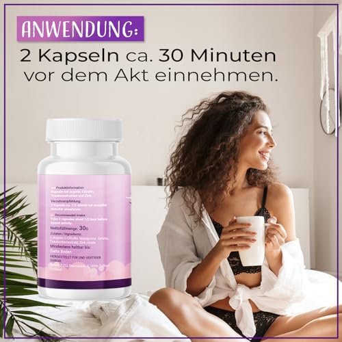 NEU: Only Passion Kapseln - Aphrodisiakum mit Sofortwirkung, hochdosiert Libido steigern mit L-Arginin, Maca & Zink - bessere Leistung, Luststeigerung für die Frau
