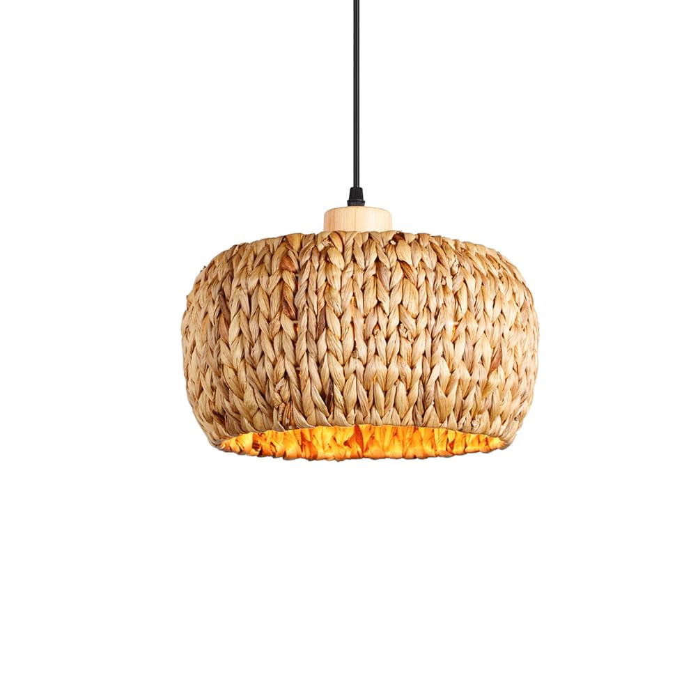 Lampy Wiszące Z Bambusowego Kosza Ręcznie Tkana Lampa Wisząca W Stylu Rustykalnym Sufitowa Oprawa Oświetleniowa W Stylu Boho W Naturalnym Beżu Żyrandol Z Wikliny W Stylu Nadmorskim Do Baru