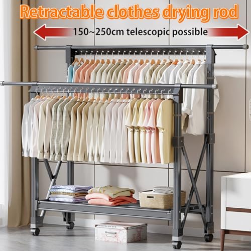 Portant à vêtements pliable double barre penderie mobile réglable