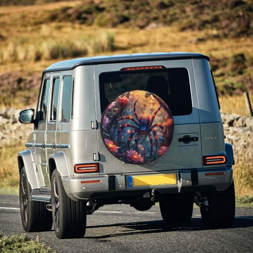 Image of Halloween Spare Tire Cover Spider with Flower Tire Cover Universal Wheel Protectors Wheel Covers for Rv Camper Travel Trailer SUV Truck 16 Inch