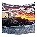 YYRAIN Coucher De Soleil Nuit Vue Maison Tapisserie Maison Tenture Peintures Fond Tissu Literie Couvre-Lit Autocollants Serviettes De Plage 95cm x 73cm{Width×Height} C